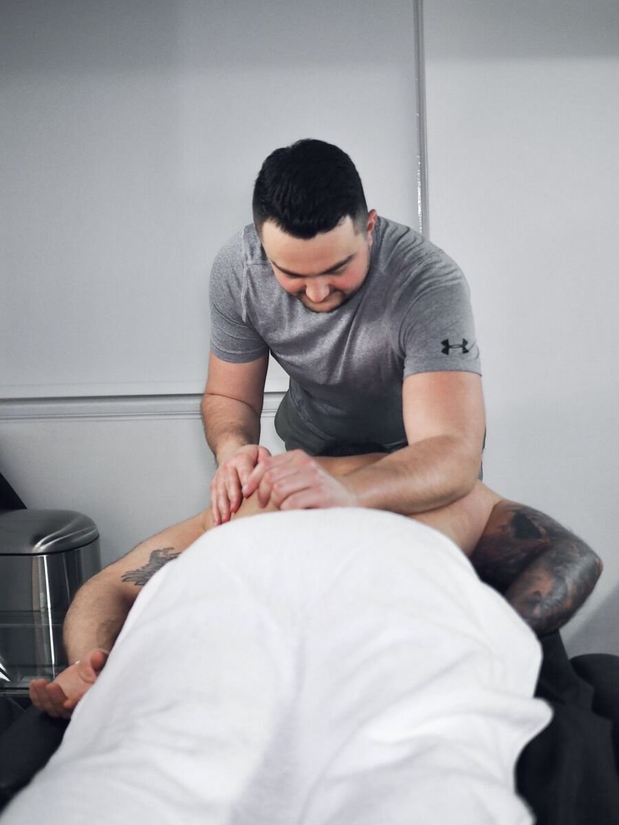 Deep tissue massage on the back
